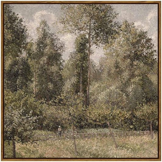 InSimSea Square Framed Canvas Wall Art, Large Decor Poplars in Garden Paintings, Classical Nature Wall Pictures for Bedroom Bathroom Living Room, Canvas Prints Vintage Home Decor 24"x24"