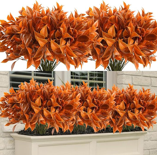 Krissing 36 Bundles Fall Artificial Flowers for Outdoors UV Resistant Faux Fall Outdoor Flowers Fake Fall Plastic Shrubs Plants for Home Garden Porch Autumn Fall Decor