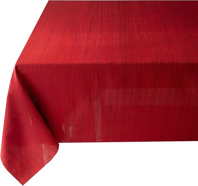 Benson Mills Cameron Textured Fabric Table Cloth, for Everyday, Parties, Holiday, Winter, and Christmas Tablecloth (52" x 70" Rectangular, Millennium Red)