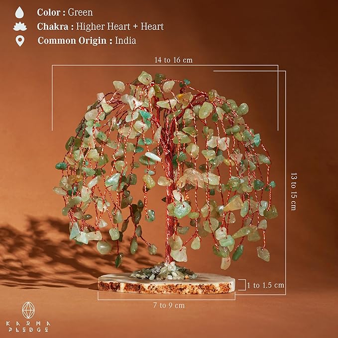 Green Aventurine Healing Crystal Tree of Life, Home and Office Desk Decor, Feng Shui Bonsai Trees for Postive Energy, Money, Good Luck, Christmas Decor, Spiritual Birthday Gifts for Women, Mom