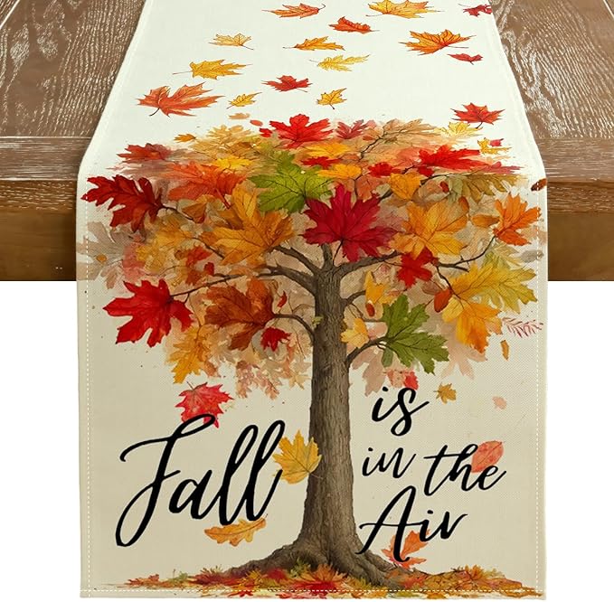 GEEORY Fall Table Runner 13 x 90 Inch, Maple Leaves Autumn Farmhouse Decor for Thanksgiving & Holiday Parties – Kitchen, Dining Table, Indoor/Outdoor GT156-90