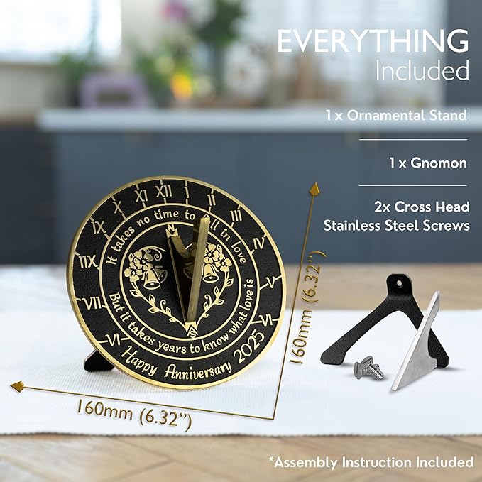 Anniversary Sundial Gift for Any Wedding Anniversary in 2024 - What Love is - Recycled Metal Home Decor Or Garden Present Idea - Handmade in UK for Him, Her Parents Or Couples Celebration