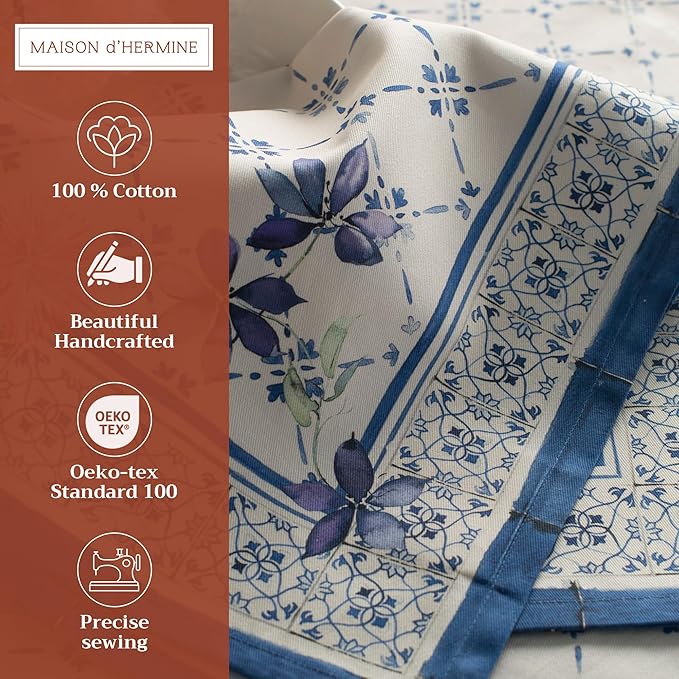 Maison d' Hermine Cloth Napkins Set of 4 100% Cotton Everyday Reusable Square Napkins Cloth Washable, Dinner, Party, Wedding, Restaurant, Spring/Summer (Faience, 20" x 20")