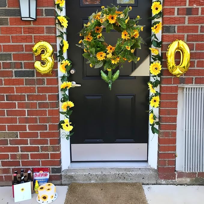 UKELER 3 Pack Artificial Sunflower Garland Fake Hanging Garland Yellow Sunflower Vines Artificial Sunflowers for Home Hotel Office Wedding Party Garden Craft Art Décor