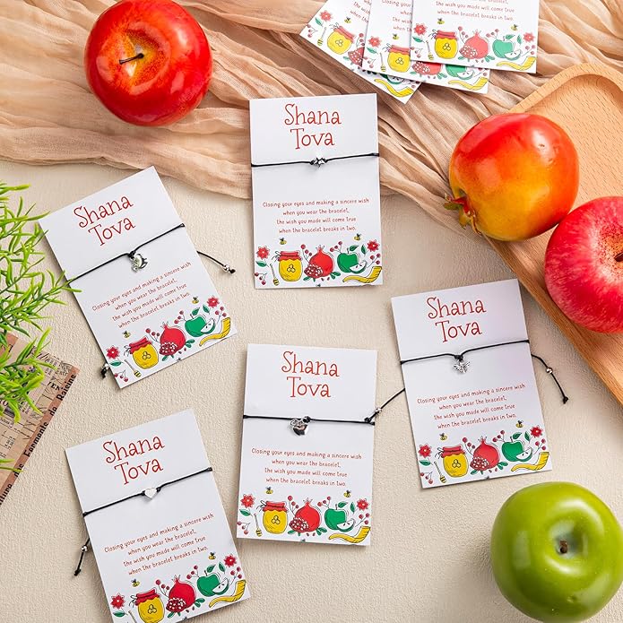Rosh Hashanah Decorations 4 Styles Bracelets Shana Tova Jewish New Year Party Favor Bracelet Adjustable Strings Shana Tova Cards Jewish Holiday High Holy Day Favors Supplies