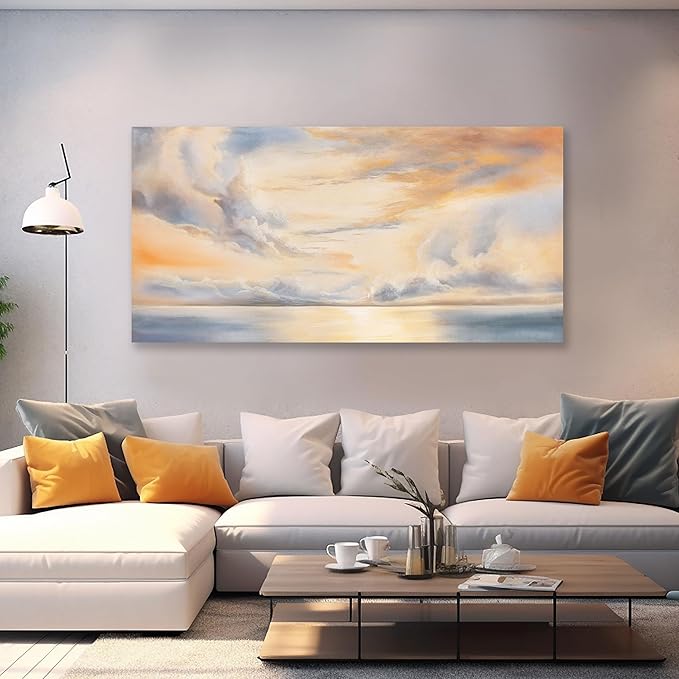 Glvzygy Abstract Wall Art Nature Scenery Wall Decor Sky Clouds Sunset Wall Art Prints Canvas Painting Wall Decor Artwork for Home Room Bathroom Living and Office Home Decor Wall 24"x48"