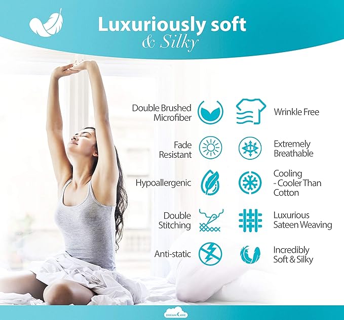 DREAMCARE Queen Sheet Set – 6 pcs Cooling Bed Sheets – up to 15” Deep Sheets Queen Size Bed Set – 2500 Supreme Collection – Extra Soft 100% Brushed Microfiber Hotel Luxury with Side Pocket – Purple