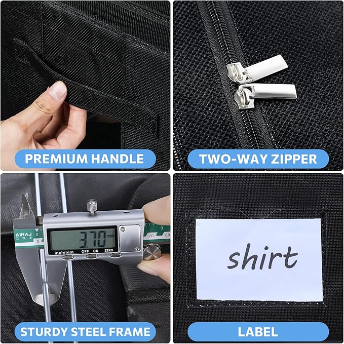 3Pack Foldable Storage Bins - Frame Storage Box Linen Fabric Stackable Clothes Container Organizer with Clear Window & Carry Handles Large Capacity (Medium-36L, Black)