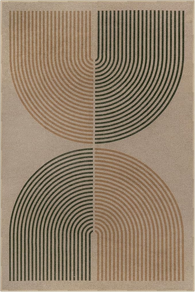 Lahome Modern Rainbow Easy Jute Office Rug, Washable Rugs 4x6 for Living Room Bedroom Farmhouse Kitchen Mats for Floor, Contemporary Non Slip Floor Carpet for Entryway Backyard Sunroom