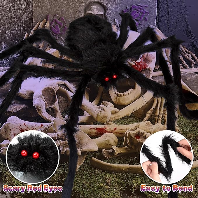 Halloween Decorations Spider Web: Halloween Spider Web Light 250 Purple & Orange LED Lights 59" Giant Spiders Scary Halloweens Decorations Outdoor Indoor for Party Garden Yard Home Haunted House Decor