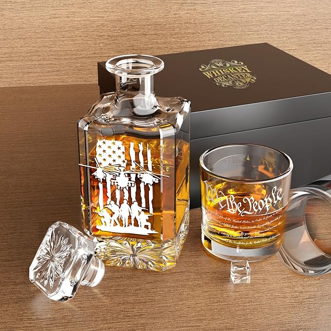 FURSARCAR Dad Gifts for Birthday, Helicopter Whiskey Decanter Set with 2 Glasses, Unique Cool Mens Fathers Birthday Gift from Daughter Son, Personalized Xmas Retirement Present Decanter Sets for Man