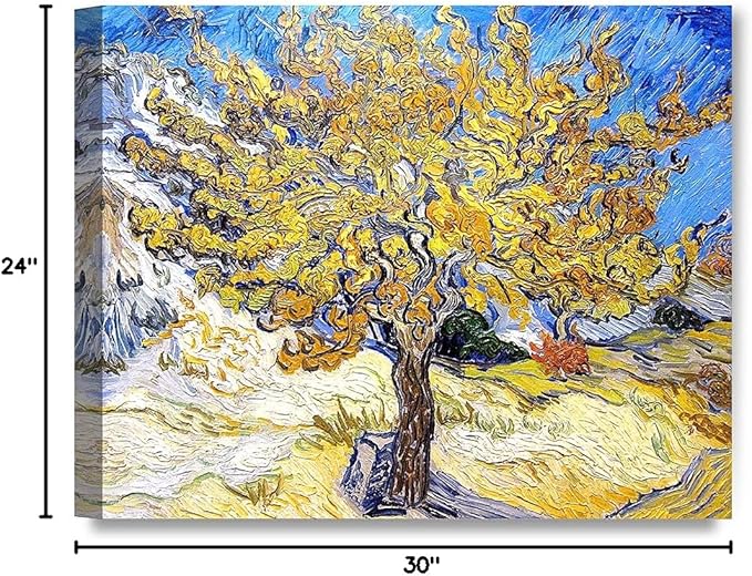 DECORARTS - The Mulberry Tree, Vincent Van Gogh Art Reproduction. Giclee Canvas Prints Wall Art for Home Decor 30x24