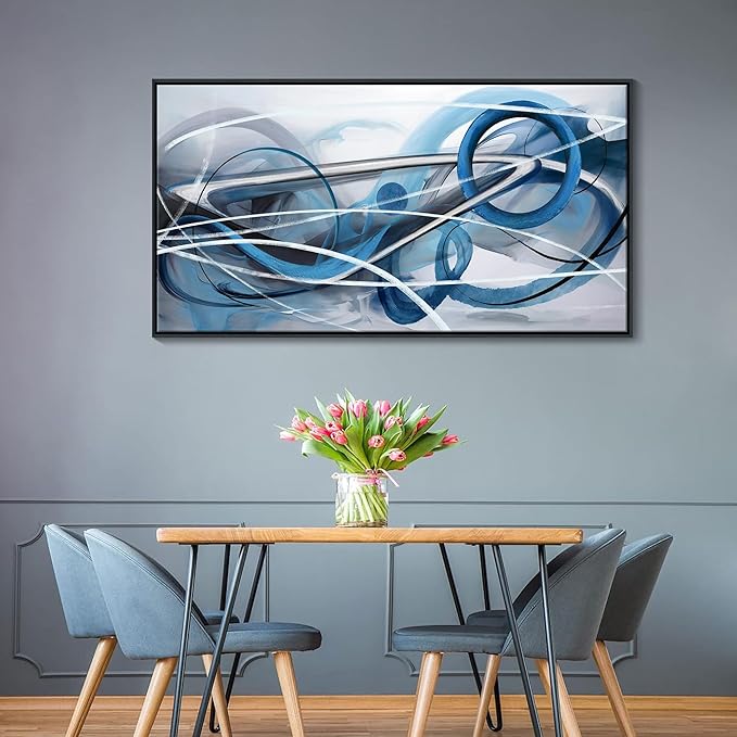 YDYSUNE Blue Abstract Wall Art Modern Canvas Wall Paintings Abstract Artwork for Living Room Pictures for Bedroom Wall Decor Office Home Decor Artwork for Walls 24×48IN