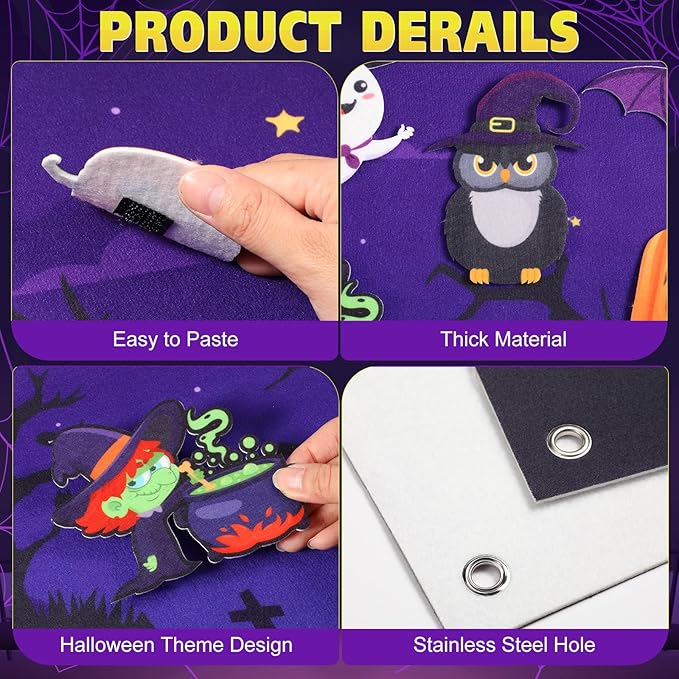 Halloween Felt Board 3.4FT 35 Pcs Happy Halloween Felt Story Board Haunted House DIY Craft Project Scary Pumpkin Ghost Storytelling Hanging Ornament for Trick or Treat Gift (35, House)
