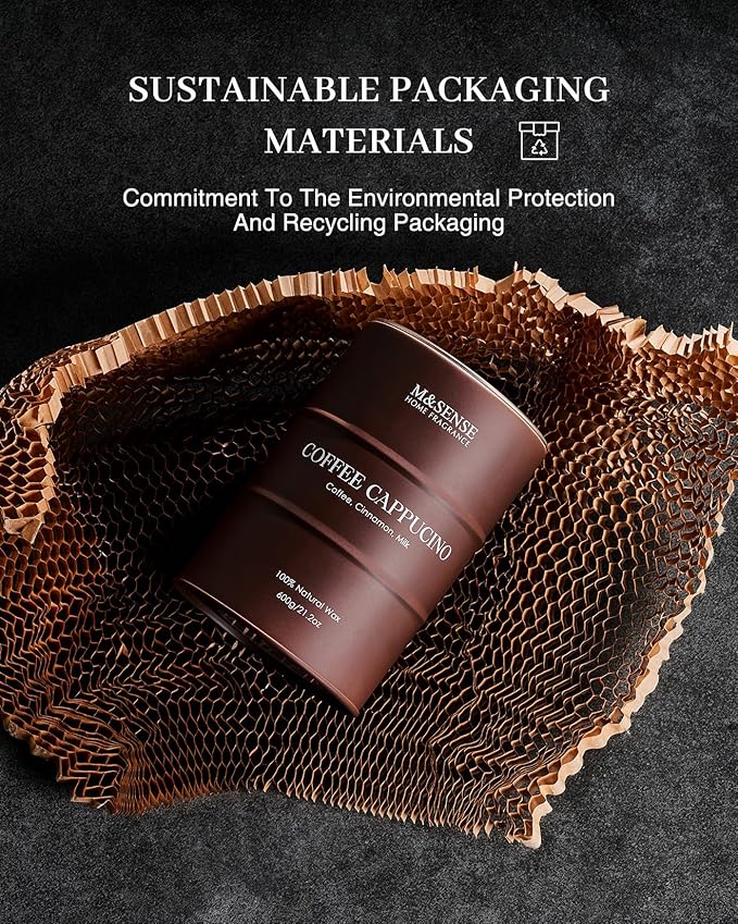 M&SENSE Coffee Cappucina Large Scented Candles, Soy Natural Wax Candle 21.2oz 120 Hours Long Lasting Burning, Strong Coffee Aroma Candle Unique Housewarming Appreciation Gifts