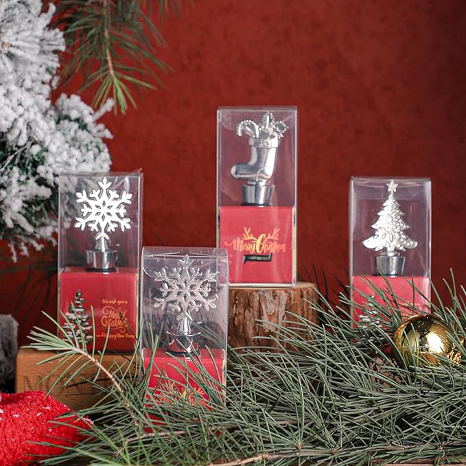Set of 6 Christmas Wine Stopper for Xmas Decorative,Christmas party decoration gift,Bridal Shower or Baby Shower Party Favors Gifts for Guests Christmas Decorations Souvenirs with