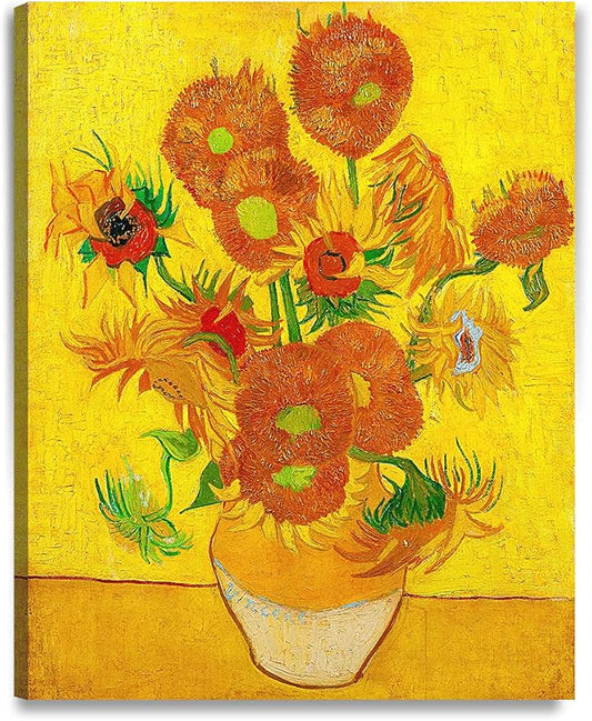 DECORARTS - Sunflowers. Vincent Van Gogh Art Reproduction. Giclee Print on Canvas. Wall Art for Home. 40x32