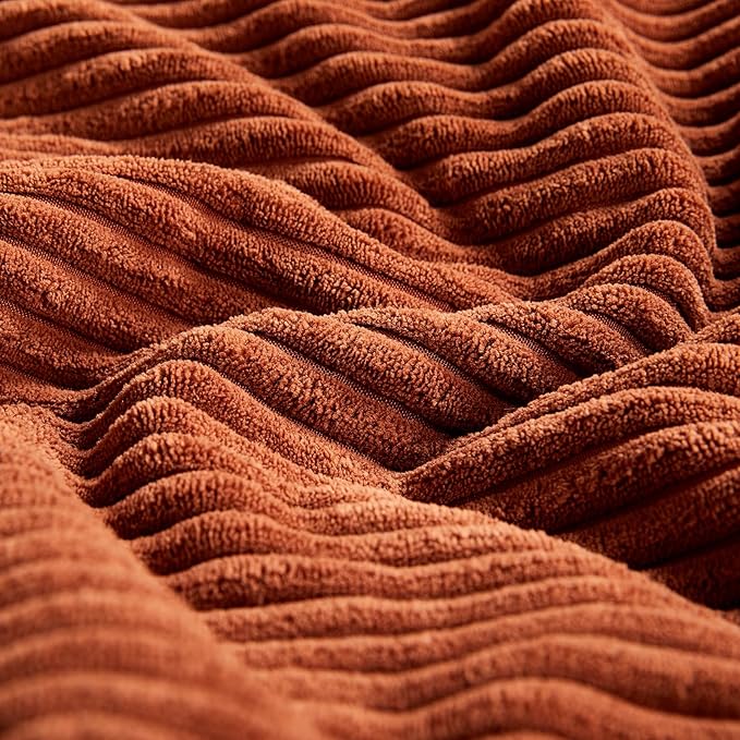 Fancy Homi Set of 4 Boho Fall Decorative Throw Pillow Covers 20x20 Inch for Couch Bed Sofa Bedroom, Modern Farmhouse Home Decor, Soft Cross Striped Corduroy Patchwork Colorful Cushion Case 50x50cm