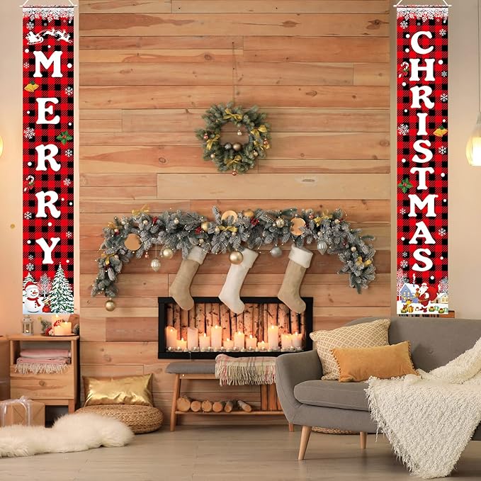 Christmas Decorations Merry Christmas Banner Xmas Porch Door Sign Welcome Banner for Wall Home Party Decor Christmas Decorations Indoor Outdoor
