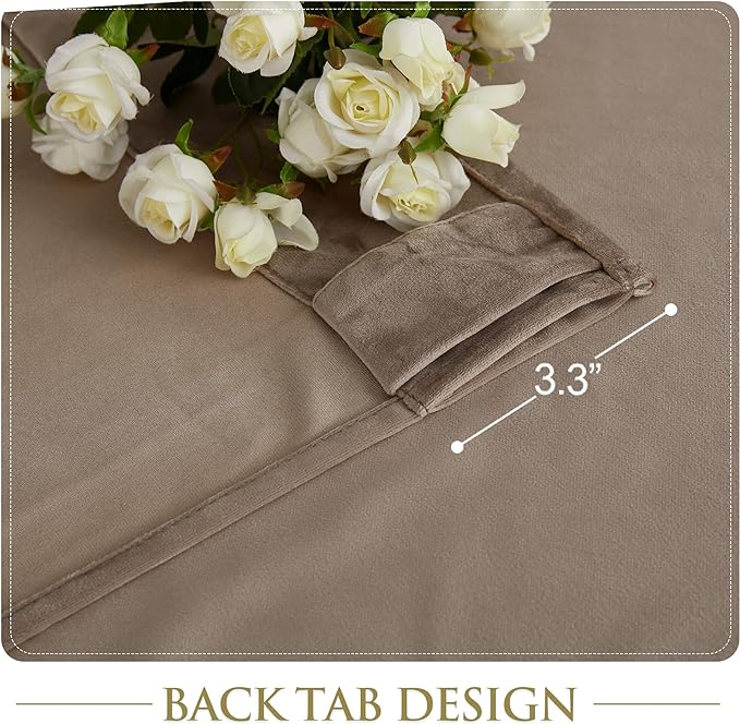 StangH Taupe Velvet Curtains 90 inches - Luxury Room Darkening Thermal Insulated Window Panels Thick Privacy Doorway Drapes for Living Room Bedroom, W52 x L90, 2 Panels
