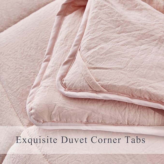 HIG 3pc Down Alternative Comforter Set - All Season Reversible Comforter with Two Shams (King/Cal King, Pre-Washed Pink)