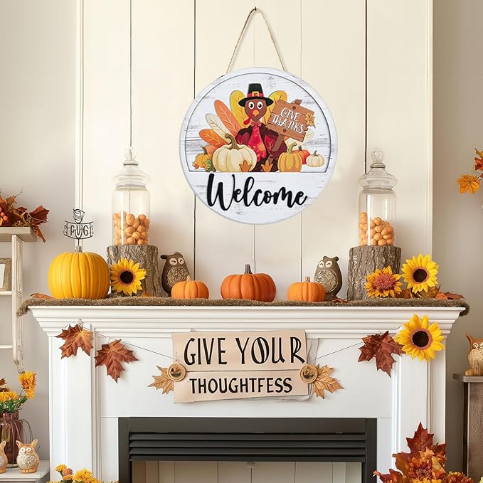 Welcome Sign for Front Door: 13pcs Interchangeable Fall Decor - Housewarming Gifts for New Home Seasonal Wreaths Outdoor Holiday All Season Decorations