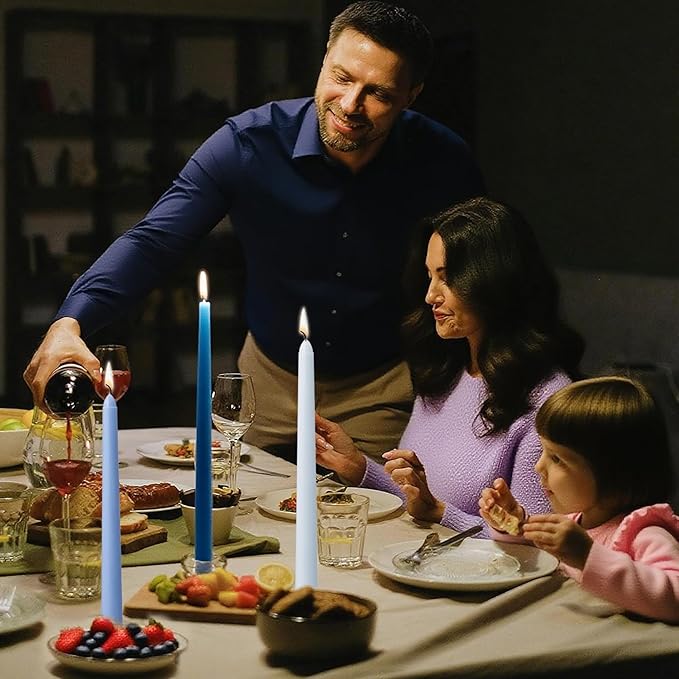 6Pcs Blue Taper Candles,10 Inch Gradient Color Blue Candle Sticks,Unscented Dripless Taper Candlesticks for Romantic Ocean Themed Wedding Party Kitchen Home Dinning Decor