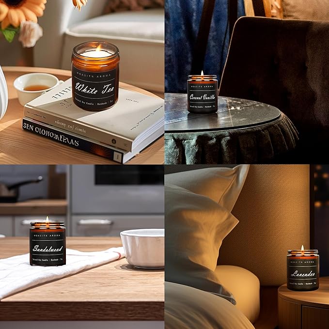 MOASITN Eucalyptus Heavenly Scented Candles for Home| Natural Soy Aromatherapy Candle| Handmade Long Lasting Jar Candel| Women,Men Gift for Relaxing,Housewarming,Birthday,Meditation,Bath| 7oz