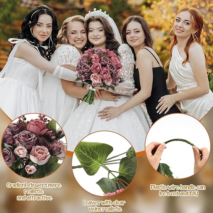 Geosar 16 Bundles Artificial Peonies Flowers Fake Silk Peony Bouquet Faux Peonies Flowers Bulk for Decoration Vase Florals Arrangements Wedding Party Table (Plum Purple)