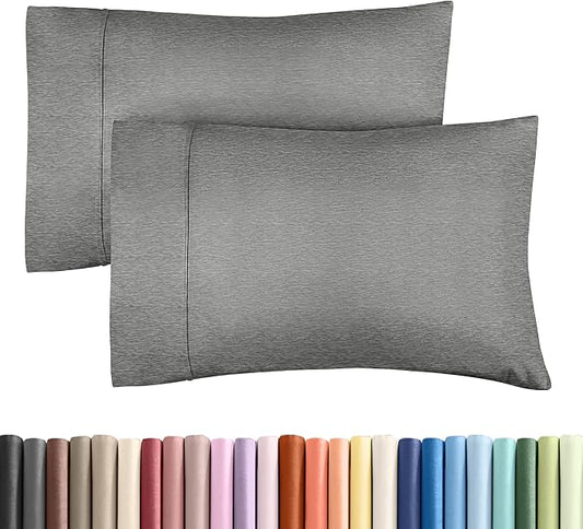 King Pillow Cases Set of 2 - Ultra Soft Hotel Quality Pillowcase Covers - Comfy, Cozy & Wrinkle Free - Shrinkage and Fade Resistant - Machine Washable Pillow Protectors - 2 Piece Set - Heathered Grey