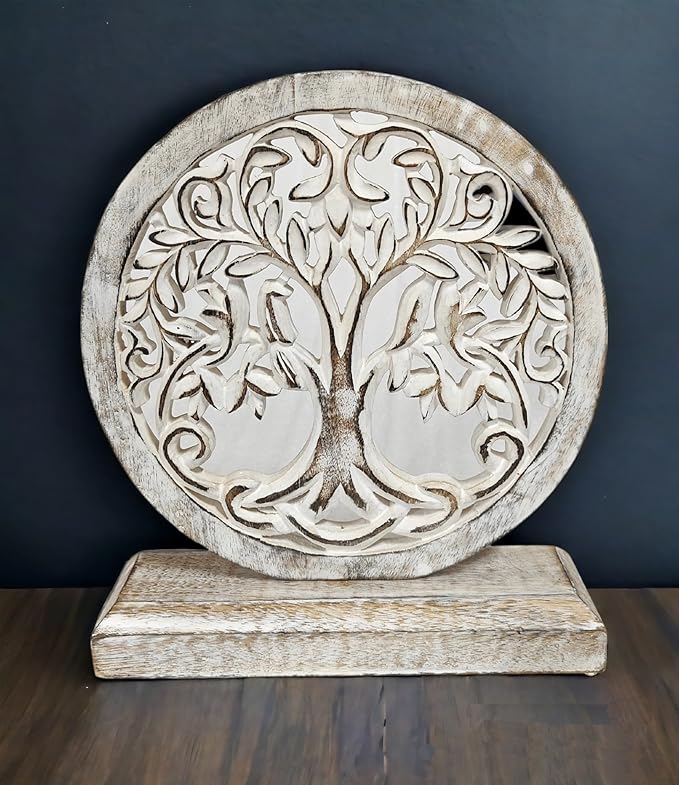 VANIYA CRAFTS® Wooden Carved Handmade Engraved Table Decor Table Sculpture Home Decor Statue for Living Room, Bedroom, Office Desktop, Cabinets