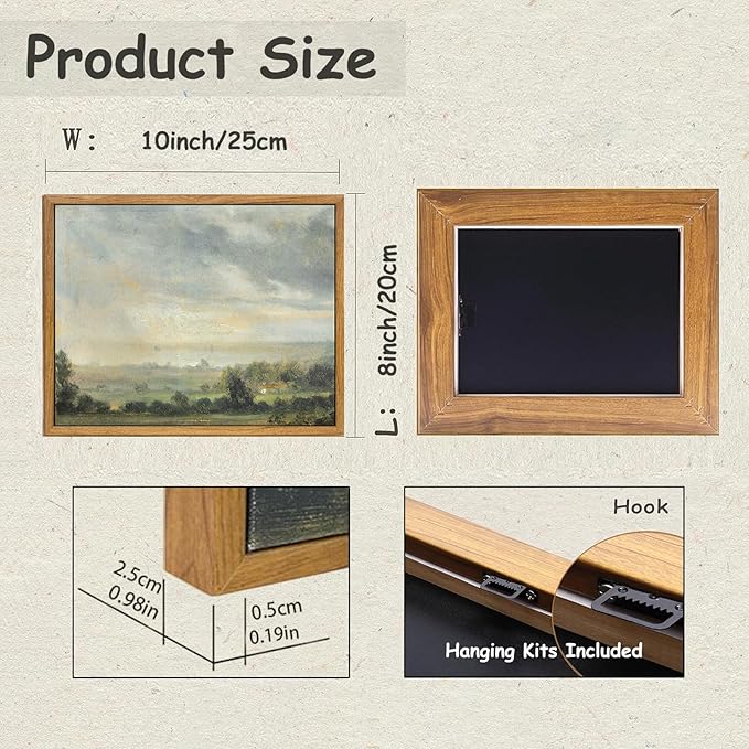 KBKBART Framed Framed Vintage Landscape Wall Art Prints, Retro Green Forest Valley Nature Wilderness Illustrations Canvas Painting, Farmhouse Decor Wall Art Ready To Hang for Bedroom, Living Room,