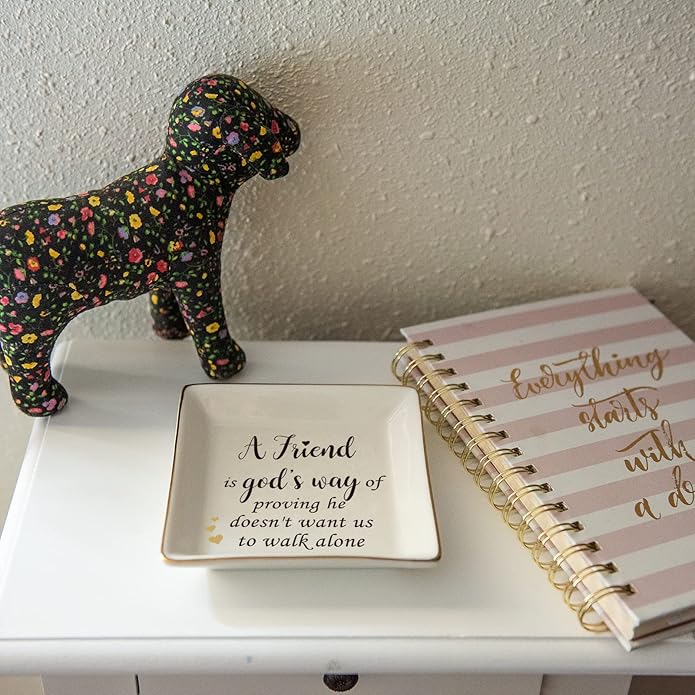 HOME SMILE Ceramic Ring Dish Jewelry Tray for Mom Sister Friends