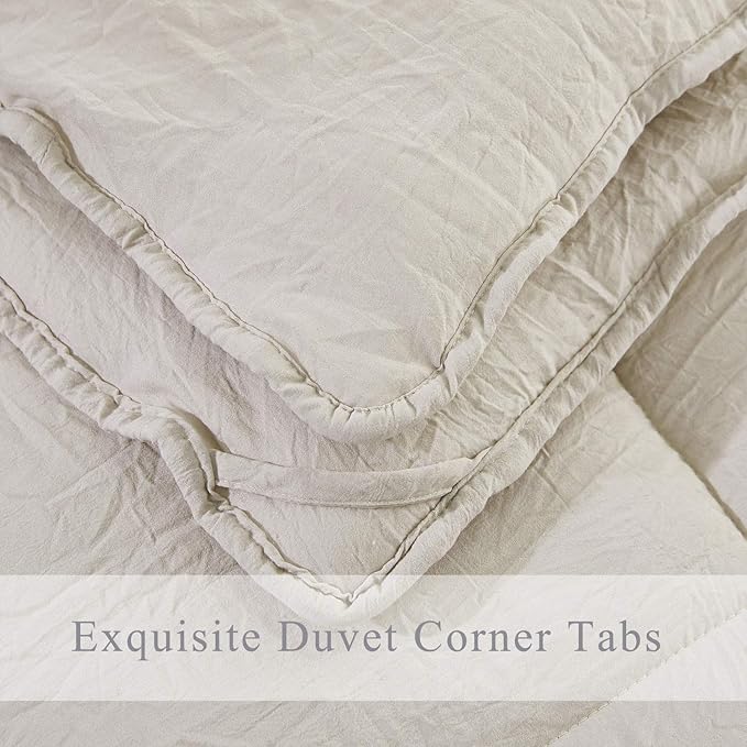HIG Pre Washed Down Alternative Comforter Set Queen - Reversible Chic Quilt Design - Box Stitched with 4 Corner Tabs - Lightweight for All Season - Camel Duvet Comforter with 2 Pillow Shams