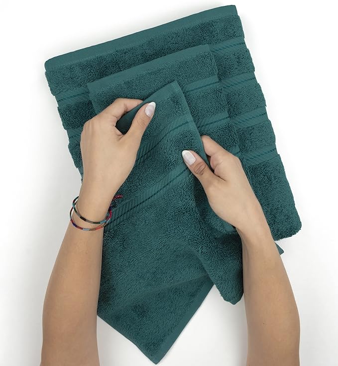 American Soft Linen Luxury Hand Towels for Bathroom, 600 GSM 100% Cotton Turkish 4 Piece Hand Towel Set, 600 GSM Hand Face Towels for Kitchen, Teal Hand Towels