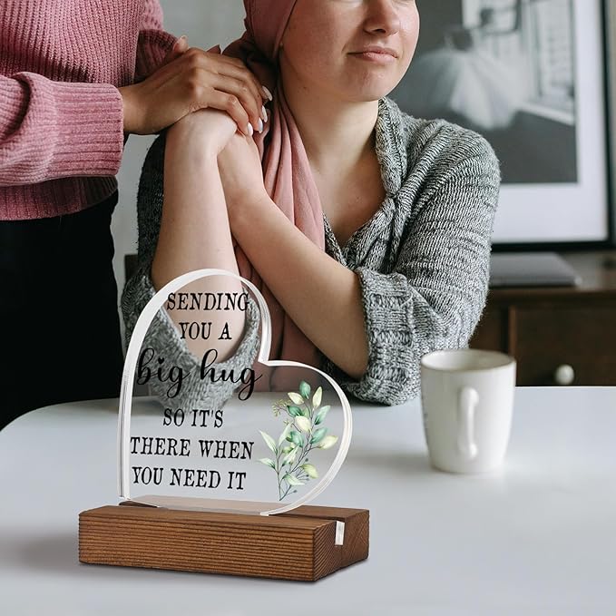 Inspirational Gifts For Women Best Friend Encouragement Cheer Up, Sending a Big Hug So It's There When You Need It, Stay Strong for Friend Sister, Home Office Decor Acrylic Sign Plaque XA327