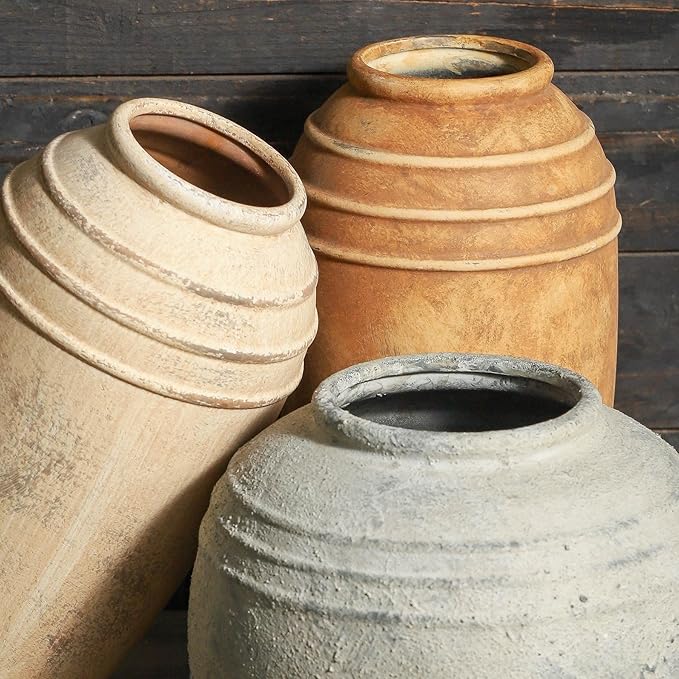 Large Ceramic Vase, 12.87 inch Tall Flower Vintage Farmhouse Vase for Home Decor, Dining Table, Living Room, Kitchen, Office Decoration