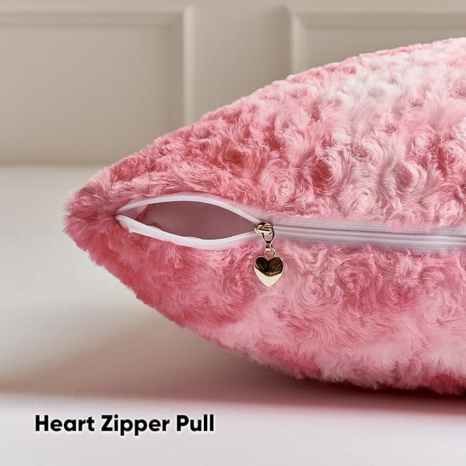 FUTEI Pink Decorative Throw Pillow Covers 20x20 Inch Set of 2,Soft Cozy Colorful Rose Swirl Texture Cushion Case,Modern Home Decor for Couch Sofa Bed Living Room