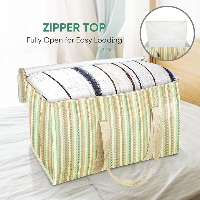 BALEINE 8-Pack Oversized Moving Bags with Reinforced Handles, Heavy-Duty Storage Tote for Clothes, Moving Supplies (Color Strip, 8-Pack)