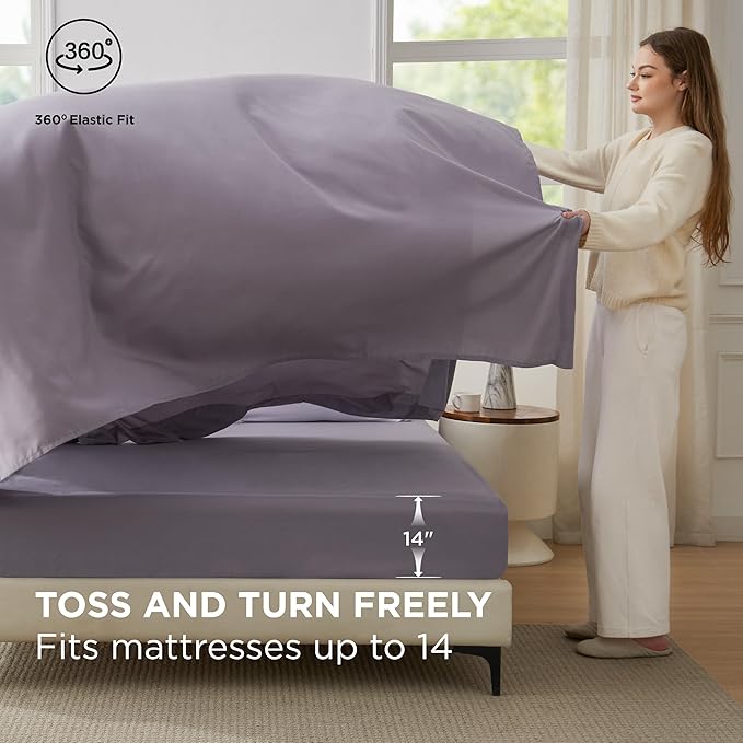 Bedsure Full Size Comforter Set - 7 Pieces Lavender Full Bedding Set for All Seasons, Boho Contrasting Design Bed in a Bag with Comforter, Sheets, Pillowcases & Shams