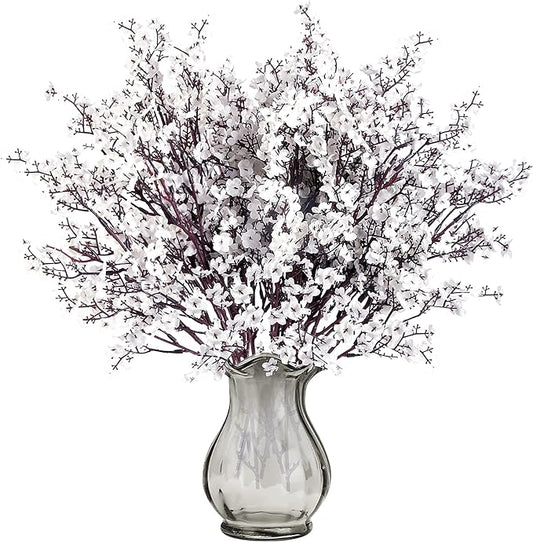 Sggvecsy 6 Pcs Babys Breath Artificial Flowers Gypsophila Bouquets Bulk Real Touch Fake Silk Flowers for Home Wedding DIY Floral Arrangement Kitchen Table Centerpiece Festival Decoration (White)