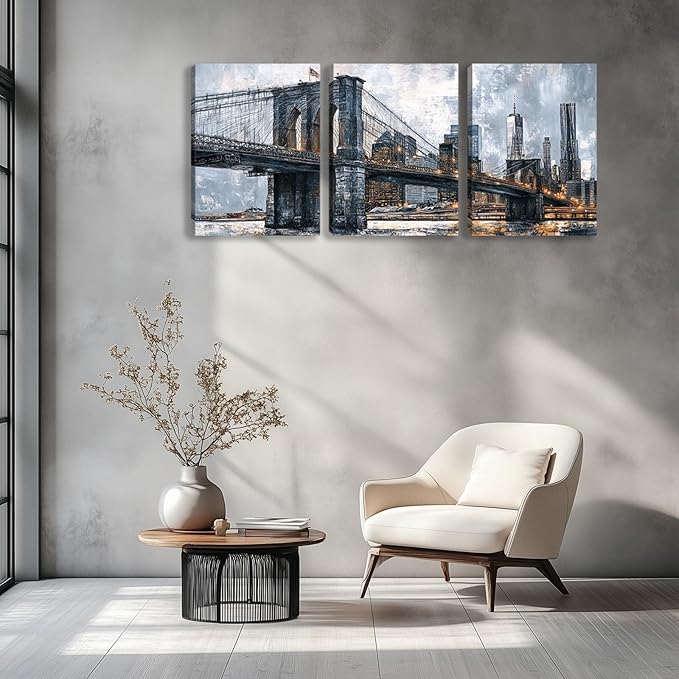 3 Pieces Canvas Wall Art Framed Canvas Paintings Picture Posters Prints Landscape Wall Art Decor for Living room Bedroom Home Office Wall Decor Framed Wall Art (36''W x 16''H)