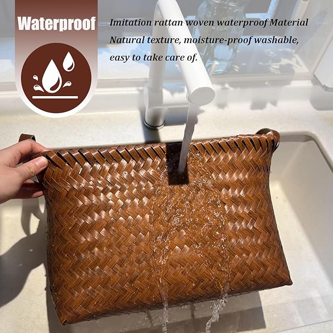 BROWNLILY Handwoven Clothes Basket Laundry Hampers Large Wicker Storage Baskets for Shelves Blankets Closet Storage Bins Car Bedroom Bathroom Organizers and Storage Bath (6, Brown)