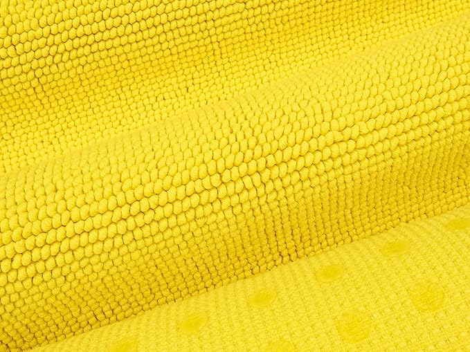 Cotton Paradise 100% Cotton Non Slip Bath Mats for Bathroom, 20x34 inch Soft Absorbent Quick Dry Machine Washable Floor Bath Mat, Yellow Bath Rug