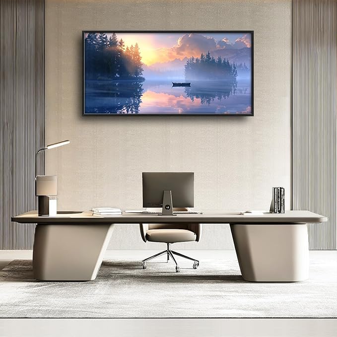 Framed Large Wall Art for Living Room, Lake Forest Canvas Wall Decor, Purple Tree Pictures Painting, Natural Landscape Artwork for Living Room Bedroom Office 60L'' × 30W''