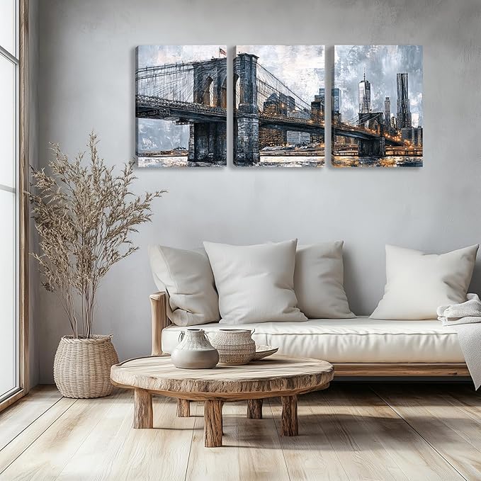 3 Pieces Canvas Wall Art Framed Canvas Paintings Picture Posters Prints Landscape Wall Art Decor for Living room Bedroom Home Office Wall Decor Framed Wall Art (36''W x 16''H)