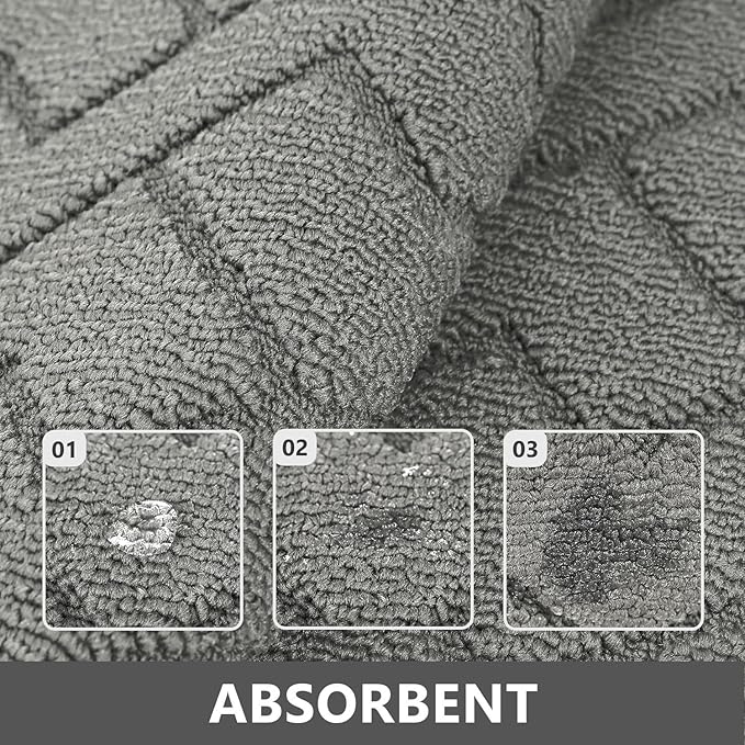 hicorfe Kitchen Rugs and Mats Sets,2 Pieces Super Absorbent Polypropylene Non-Slip Rug,Soft Comfort Floor Mat,Machine Washable for Kitchen,Hallway,Office,Sink,Laundry(20" x 31.5"+20" x 59",Grey)