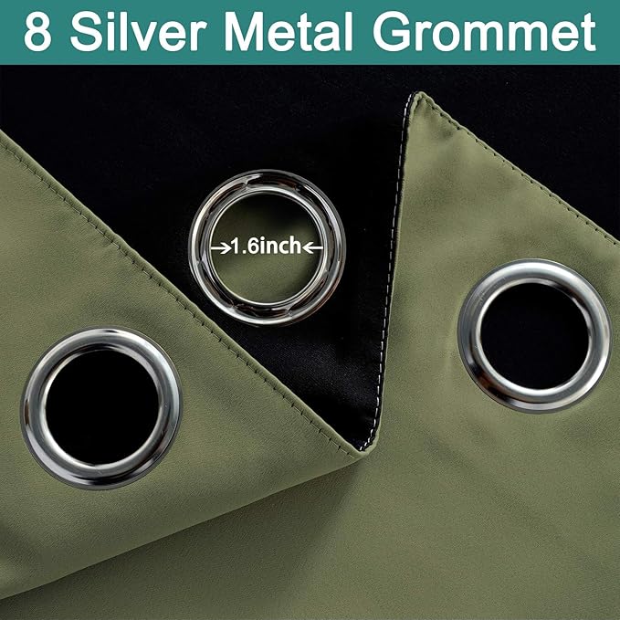 Yakamok 100% Blackout Extra Wide Thermal Insulated Curtains, Total Shade Patio Door Curtain, Full Light Shading Sliding Door Drape Room Divider for Living Room/Bedroom, Sage, W100 x L84, 1 Panel