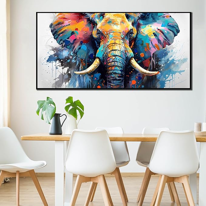 ZHAOSHOP Elephant Canvas Wall Art for Living Room - Large Colorful Wall Art for Office - Big Picture Frames for Wall Size 29" x 59"