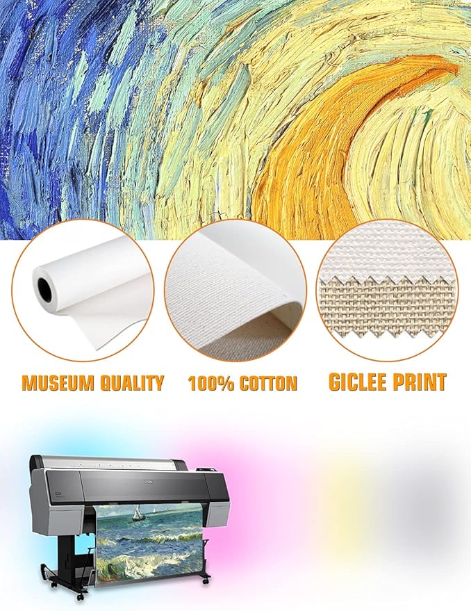 DECORARTS - The Sea at Les Saintes-Maries-de-la-Mer, Vincent Van Gogh Art Reproduction. Giclee Canvas Prints Wall Art for Home Decor 30x24